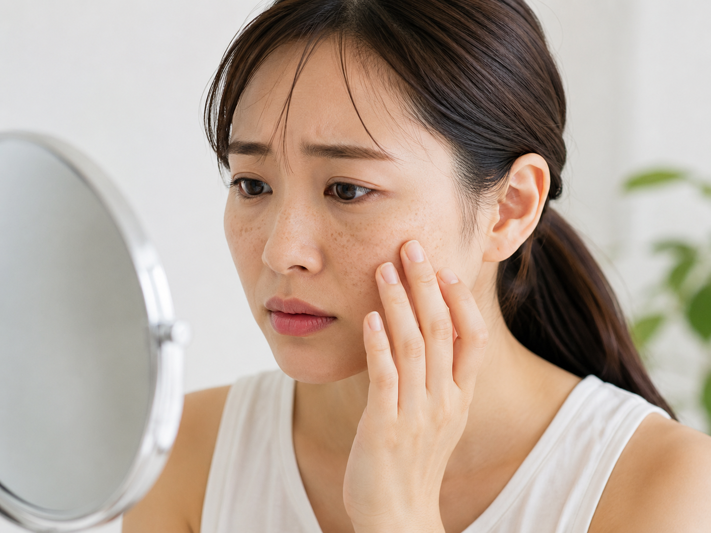 そばかすに悩む女性